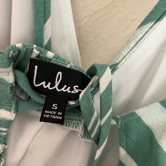 NWT Lulu’s Oceanside Adventure Green and White Striped Dress - Picture 7 of 13
